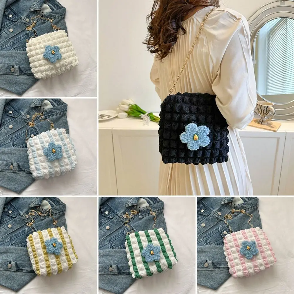 

Pleated Bubble Bag Soft Flower One Shoulder Handbag Shopping Bags Women