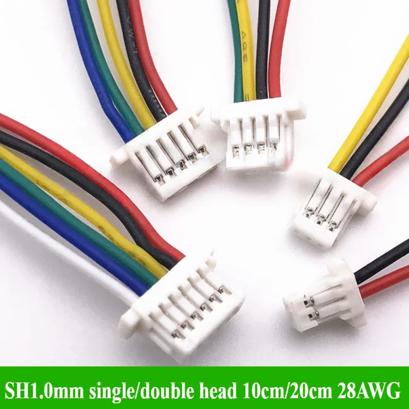 JST SH 1 0 мм шаг одинарный/двойной разъем для проводов 2P 3P 4P 5P 6P 7P 8P 9P 10P 10CM/20CM 28AWG