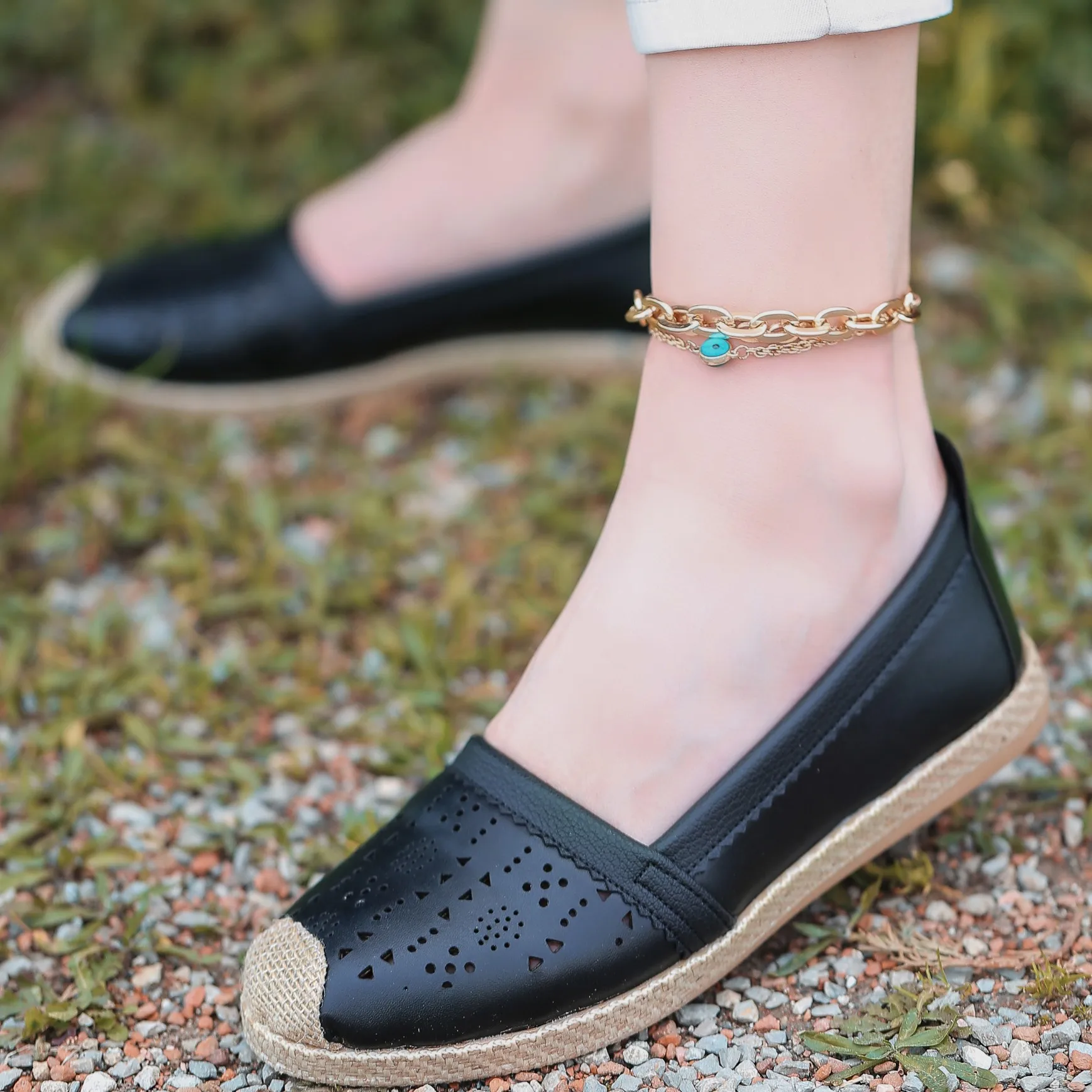 

BveA Store Fashion Summer Spring Women 'S Sexy Comfortable Casual Low Heel led Black Skin Ballerina Shoes