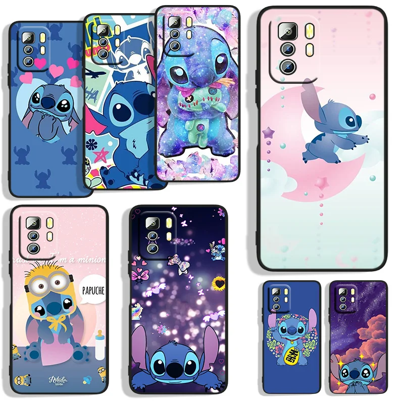 

Cartoon Cute Stitch For Xiaomi Redmi Note 11S 11T 11 10S 10 9T 9S 9 8T 8 7 6 5A 5 4X Pro Black Soft Phone Case Capa