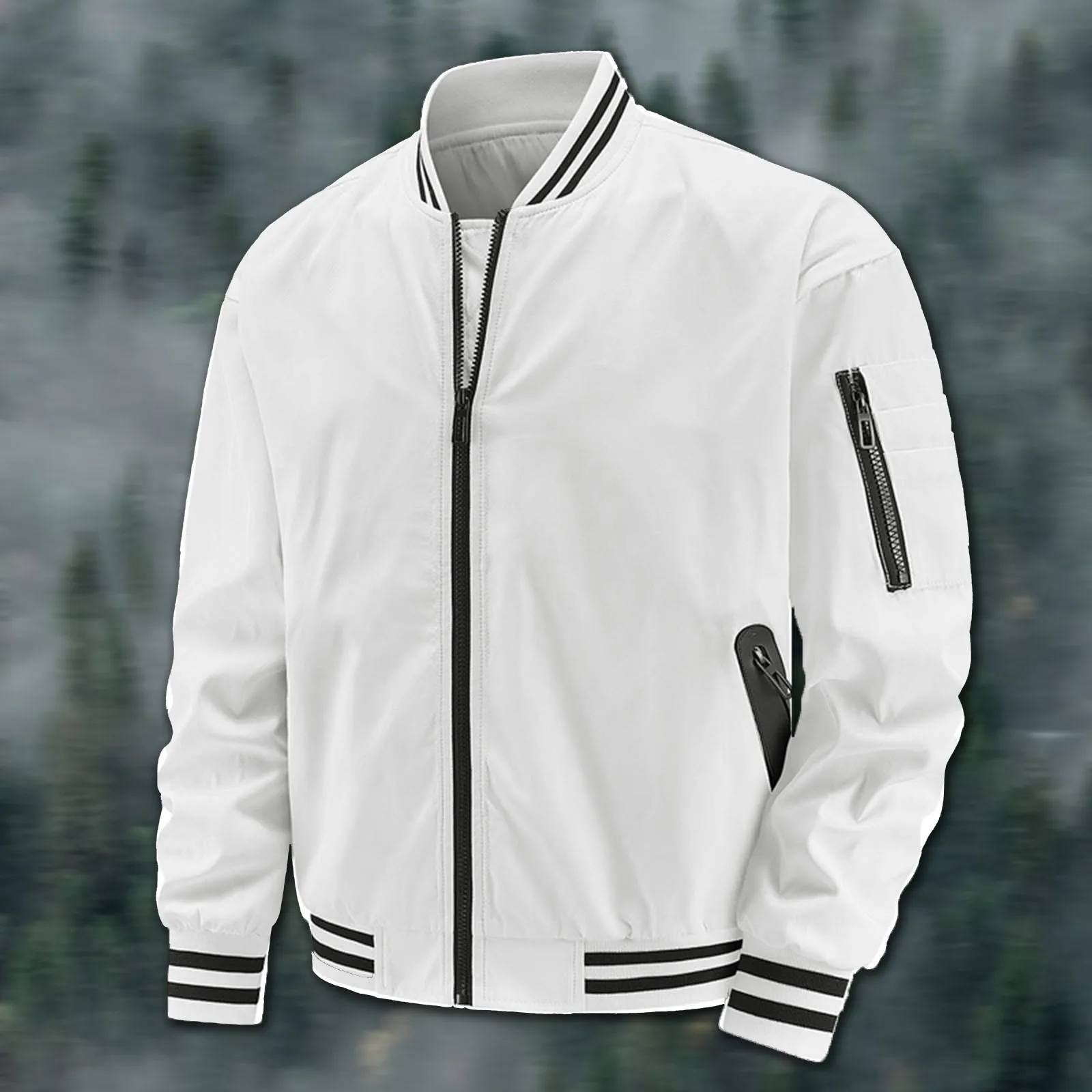 Мужская однотонная уличная куртка большого размера на осень и зиму с несколькими