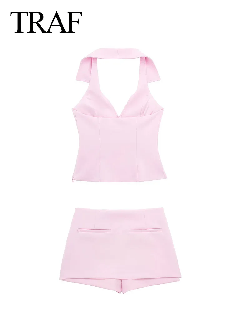 Женский комплект из мини-юбки и шортов с открытой спиной