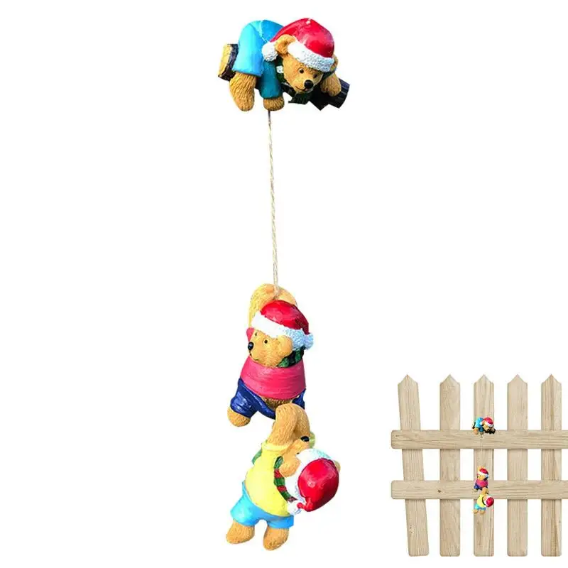 

Climbing Bears Tree Decor 3 Pcs Miniature Fairy Garden Climbing Tree Hanging Bears Statue Durable Easy Hanging Christmas Decor