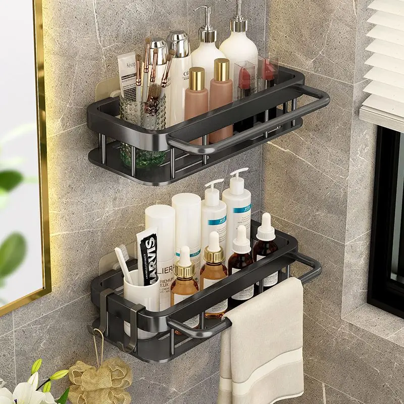 

Bathroom Shelves without Drilling Aluminum Alloy Corner Shelves Organizer Shower Storage Rack Shampoo Holder Toilet Accessories