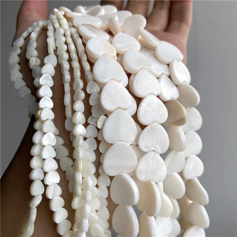 Бусины из ракушек натурального белого перламутра в форме сердца бусины