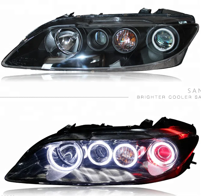 

SANVI Bi Xenon Headlights For 2003-2015 MAZDA 6 High-Low Beam Projector Lens Light with Angel Eyes Car Headlight Assembly