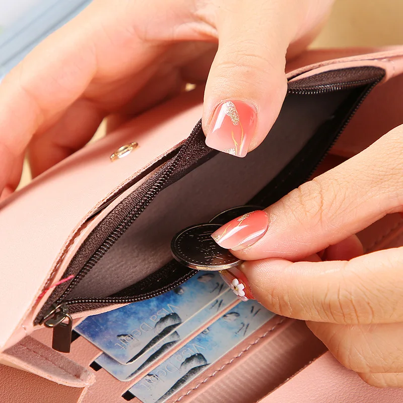 Long New Solid Color Simple Large Capacity Women's Multi-card Wallet