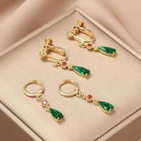wedding elegant drop crystal long earrings alloy green shiny crystals earrings for women wedding jewelry accessories gifts