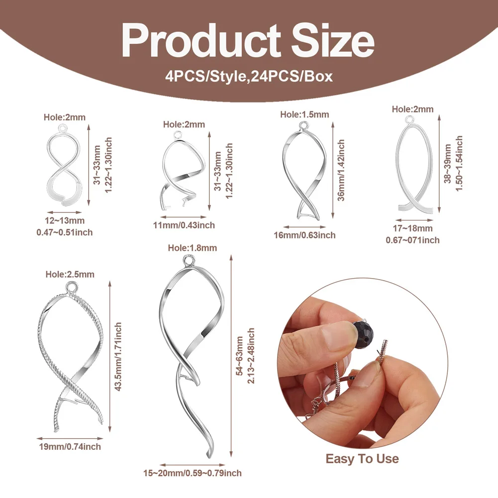 24Pcs Twist Brass Ice Pick Pinch Bails Pendant Clips Clasp Hook For DIY Handmade Earrings Jewelry Making Findings Accessories