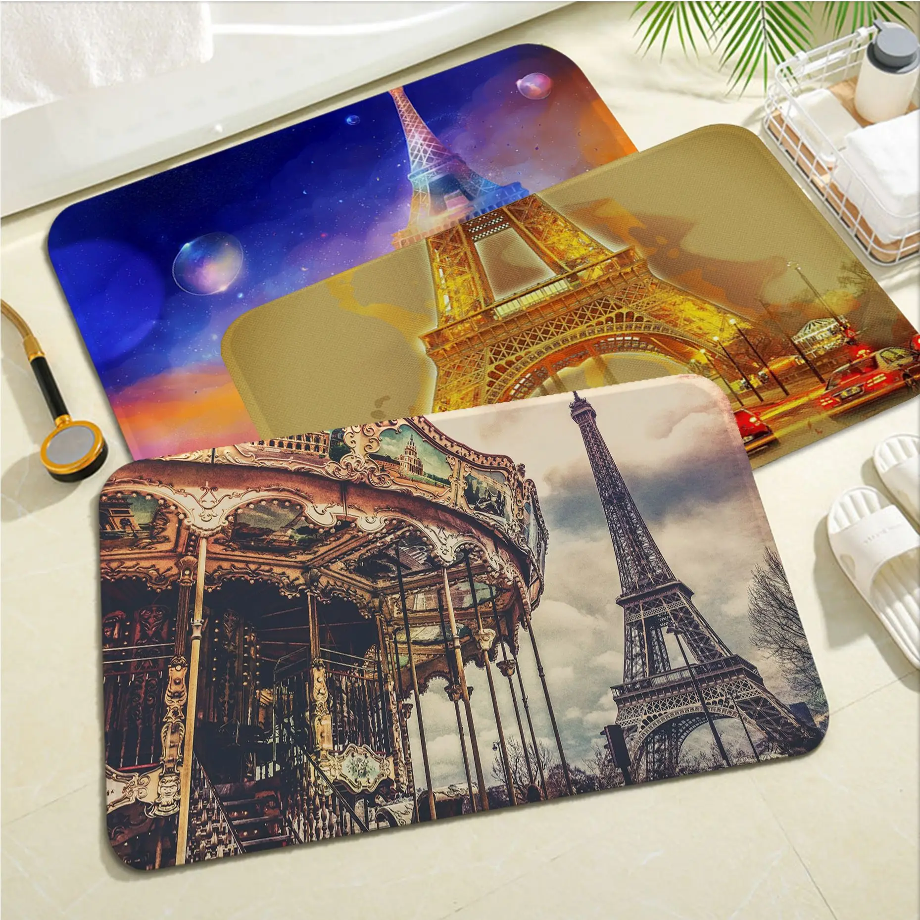 

Eiffel Tower Pattern Long Rugs Cheaper Anti-slip Modern Living Room Balcony Printed Household Carpets