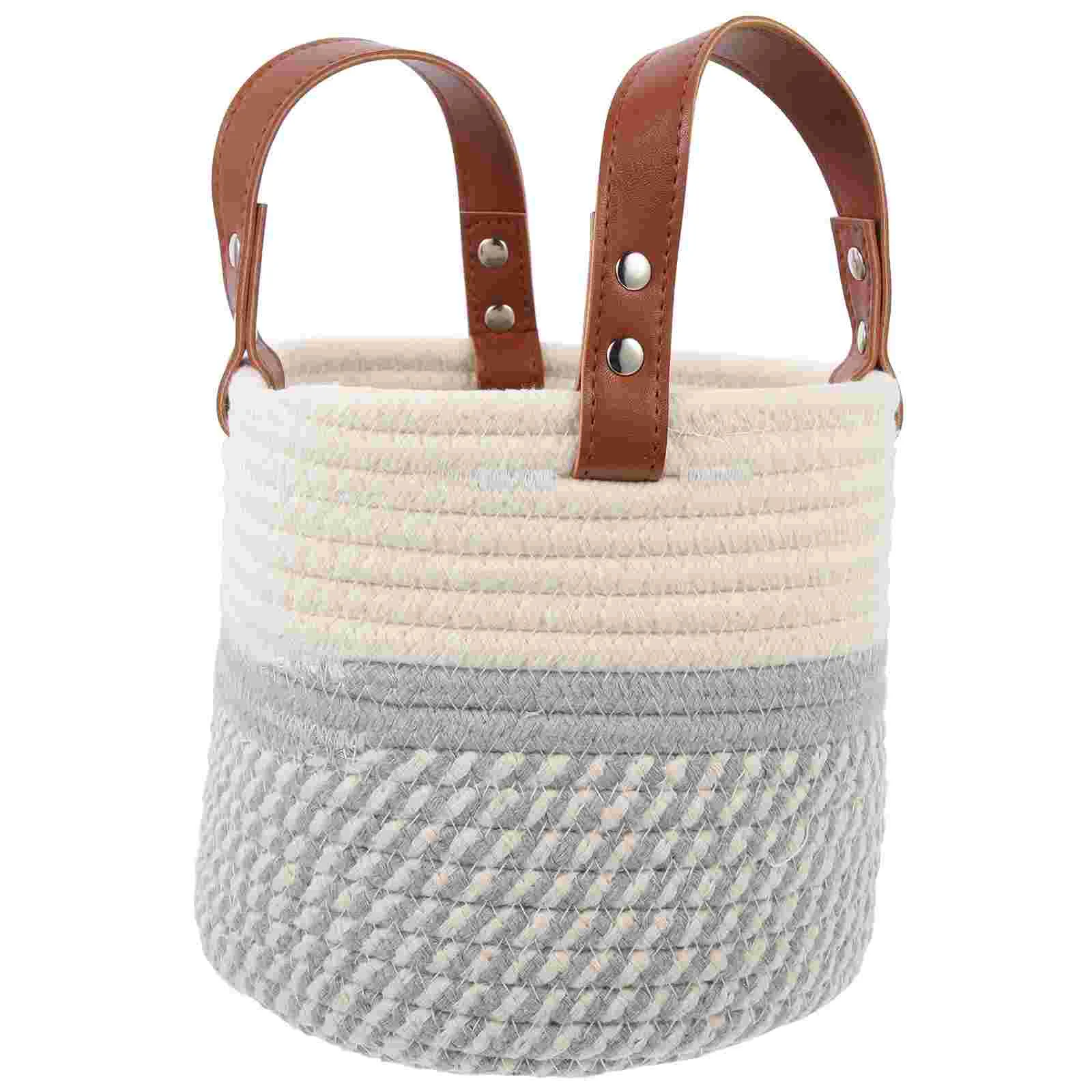 

Basket Storage Woven Basketsrope Sundries Cotton Bins Hamper Organizer Blanket Bin Nursery Clotheslaundry Desktop Toy Flower