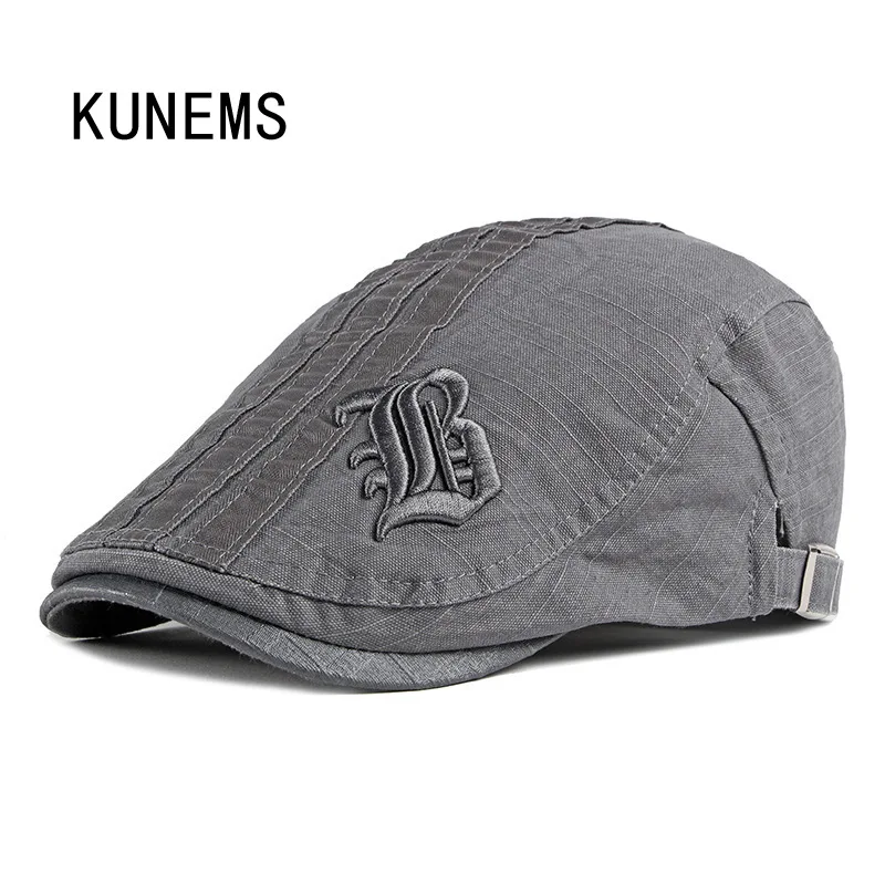 

KUNEMS Cotton Breathable Beret Fashion Newsboy Hats for Men Boina Casual Dad Hat Sunscreen Sunshade Flat Cap Gorras