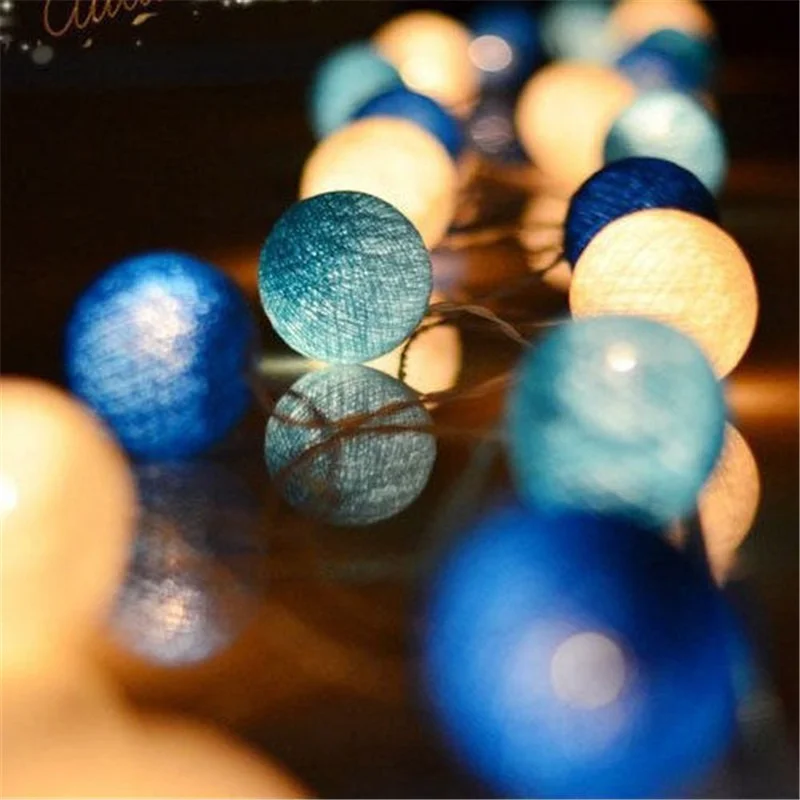 

6m 40 LED Colorfull Cotton Garland Balls Christmas String Holiday Lights for Home Decoration Wedding Fairy Bedroom Decor