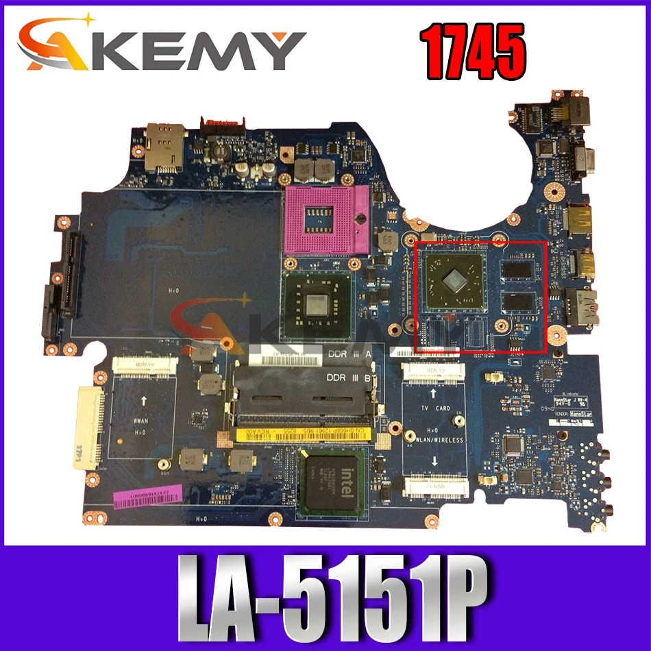 

For DELL Studio 1745 Laptop Motherboard LA-5151P CN-0H668P 0H668P H668P Tested 100% work