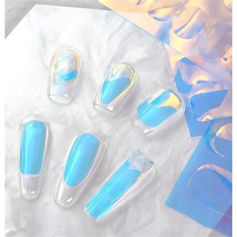 

1Pc Summer Icy Sticker Decal Nail Art Decorations Fantasy Ice Cellophane Laser Candy Aurora Foil Broken Glass Paper Film Wraps *