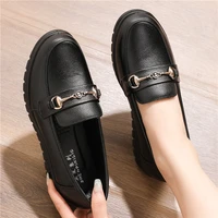 retro womens loafers leather flat bottom low heel woman casual shoes four season comfy female single shoes high quality loafers
