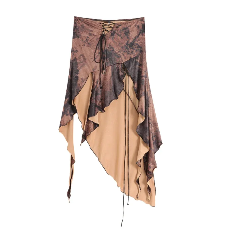 Юбка-миди OIMG полиэстер печатный принт