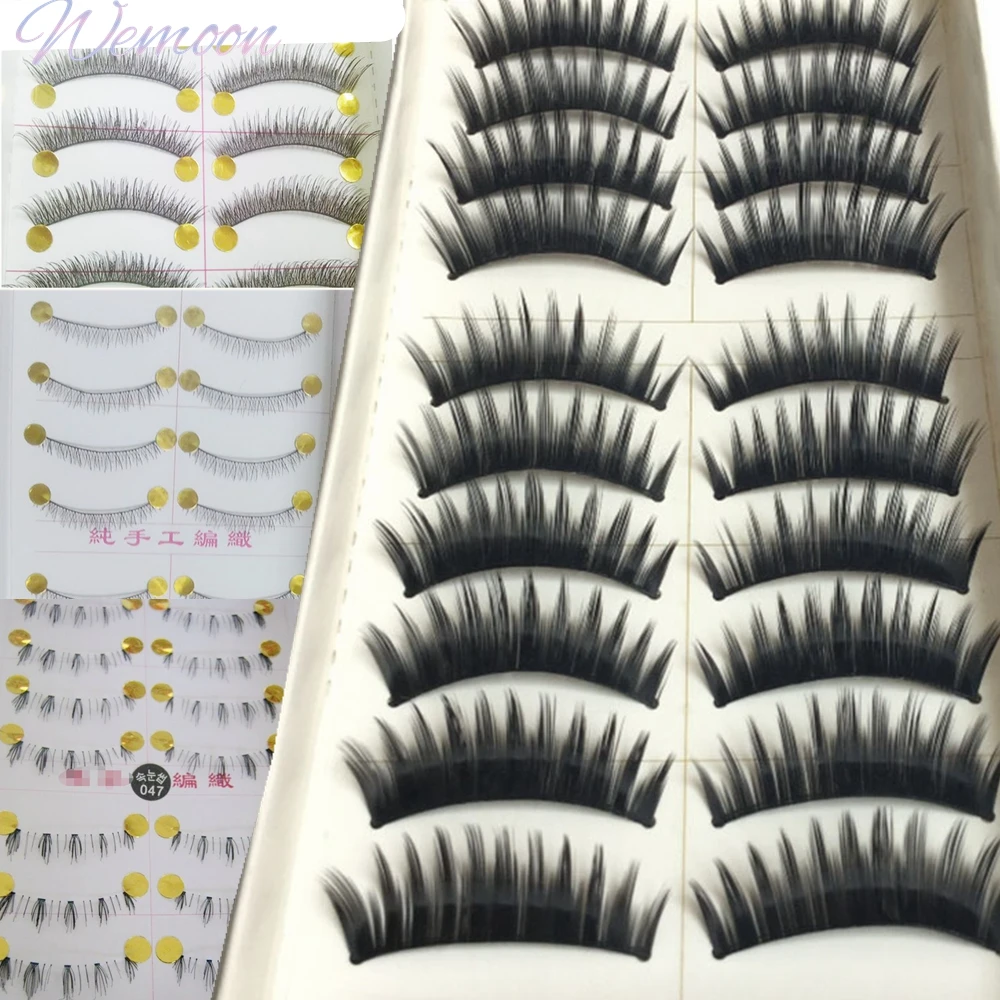 

10 пар Накладные ресницы ручной работы натуральный длинный макияж перекрестные ресницы увеличение объема драматические накладные ресницы толстые многоразовые Заводские