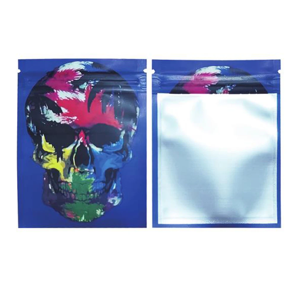 

7.5x10CM Cool Skeleton Bags Printed Aluminum Foil Zip Lock Pouch For Candy Beads Reusable Waterproof Packing Bag Wholesale