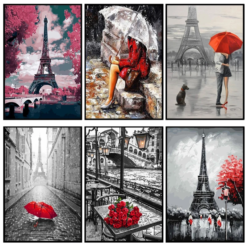 

Европа современный Париж романтическая Картина на холсте очаровательный пейзаж спальня магазин зал Настенная роспись плакат Декор Живопи...