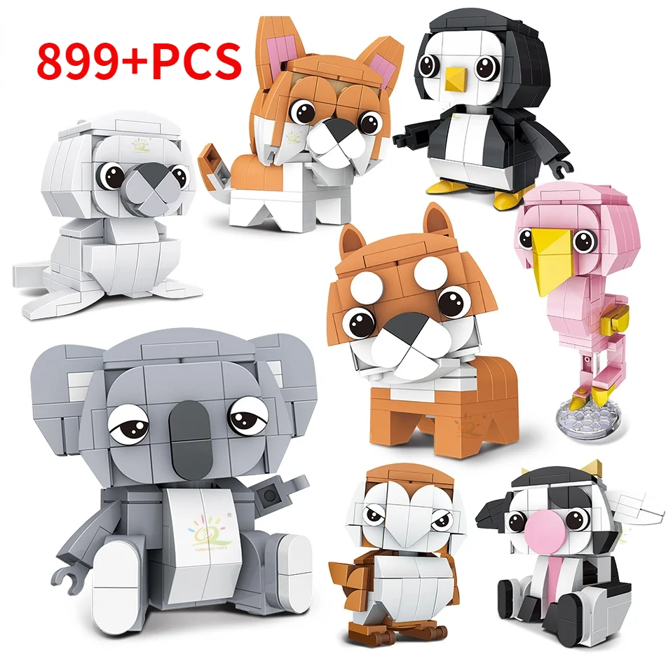 

8PCS/SET Animal Series Building Block Classic City Creative Koala Penguin Dog Bricks Educational Toys for Children Gift