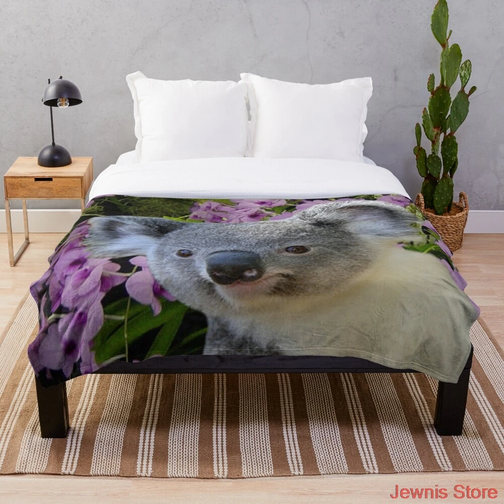 

Плед Koala и орхидеи, Флисовое одеяло для кровати, толстое одеяло, модное покрывало, шерпа, плед, одеяло для взрослых и детей