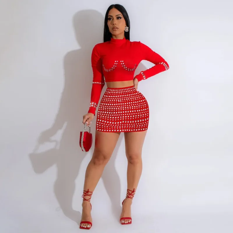 Женские комплекты KEXU короткий топ с длинным рукавом и О-образным вырезом +