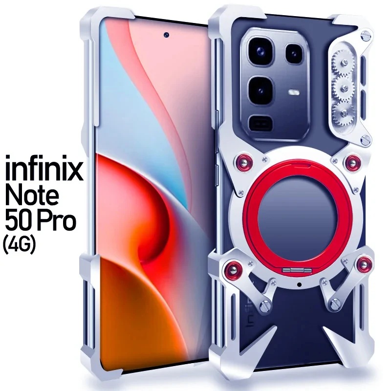 Роскошный металлический чехол Zimon New Thor Heavy Duty Armor из алюминия для Infinix GT 10, 20, Note 40, 50 Pro+ (задняя крышка, защитный чехол) (art.: 3920dbc7eba34) - 3920dbc7eba34