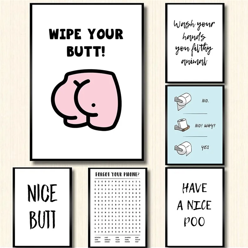 

Забавные вывески для туалета абстрактный постер для туалетной бумаги Холст Картина настенное Искусство украшение для ванной комнаты домашний Декор картина