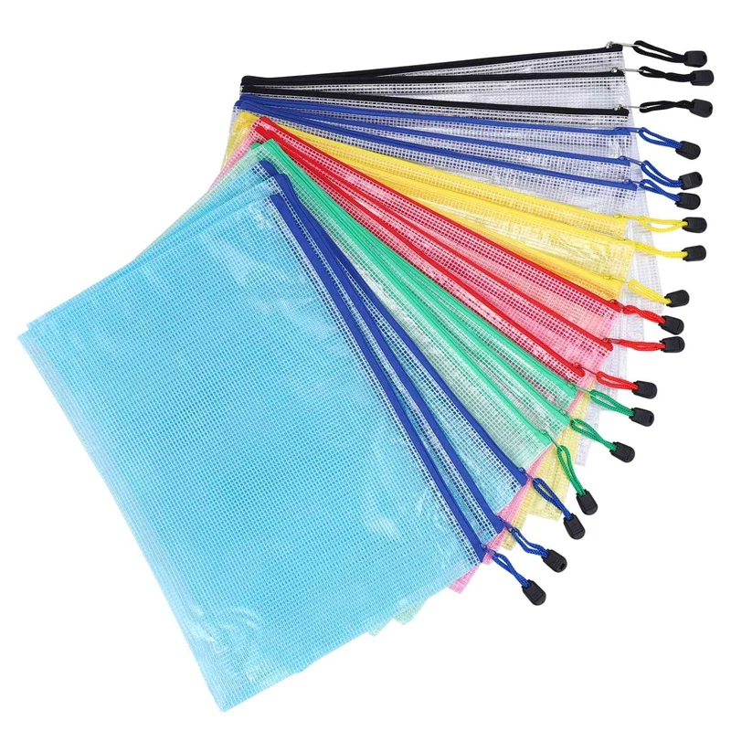 

18Pcs Plastic Mesh Zip Document Holder, Letter Size Waterproof Document Pouch For School Office Supplies, Arts & Crafts Organizi