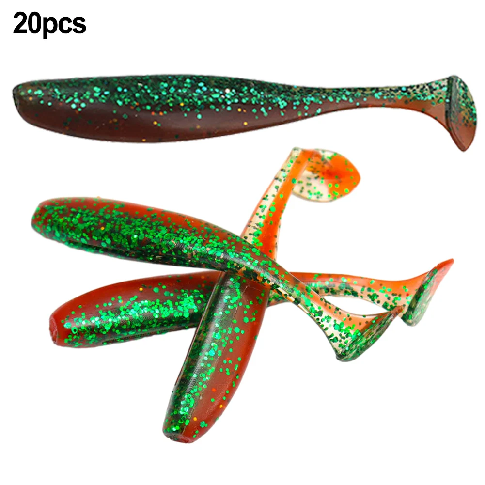 

20x Fly Fishing Soft Lure T Tail Soft Bait For Bass Pike Salmon Topmouth Culter Fishing Lure Wobblers Carp Silicone Lure