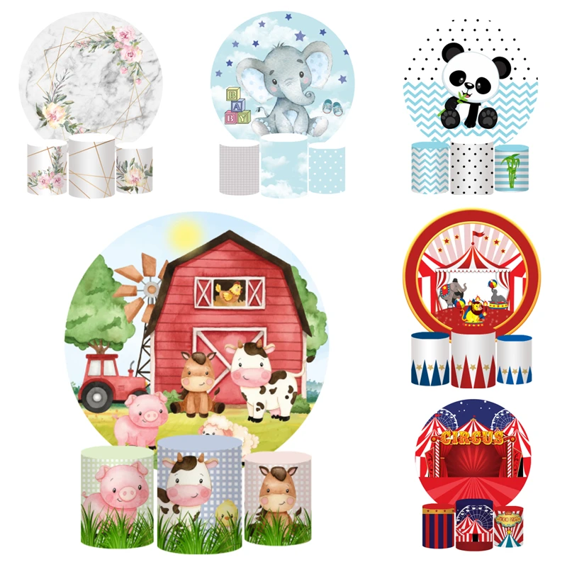 

DD 6.5/7ft Round Polyester Backdrop Cover Wedding Decoration Back Drops Background Support Themed Party Baby Shower Accessories