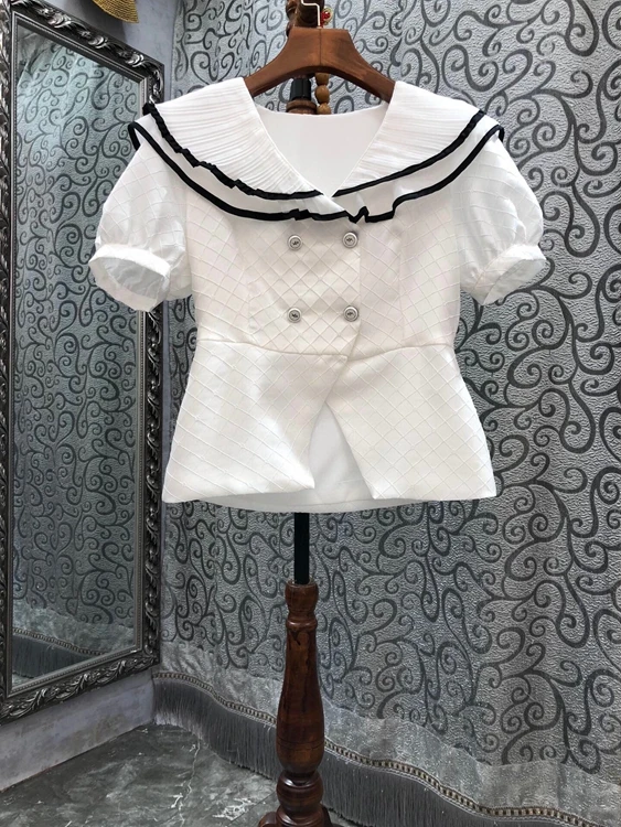 

Новинка 2022, женская модная сексуальная черная рубашка с коротким рукавом, широким воротником и разрезом на талии, 617