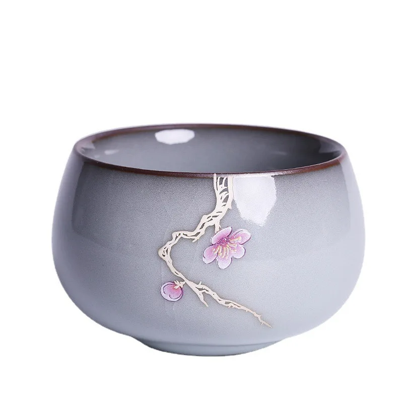 

Master Cup Large Tea Cup Silver Hand Painted Ice Cracked Open Sliced Ceramic Tea Cup Single Person Single Cup Wholesale