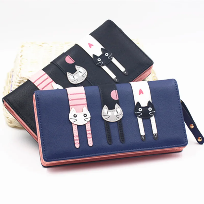 

Wallet Women 2023 Cute Three Cats Long Wallet Cartoon Zipper Women's Hand Wrapper