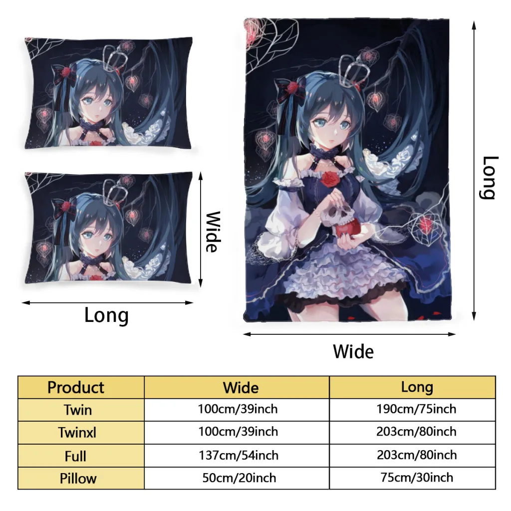 Kawaii аниме Хацунэ Мику милый набор простыней на заказ полный чехол одинарный