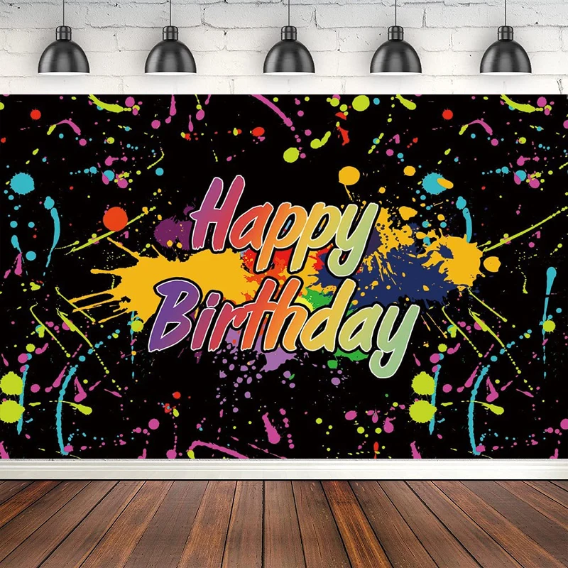 

Photography Backdrop Neno Glow In The Dark Colorful Graffiti Background Let’s Glow Dance Birthday Party Black Light Decoration