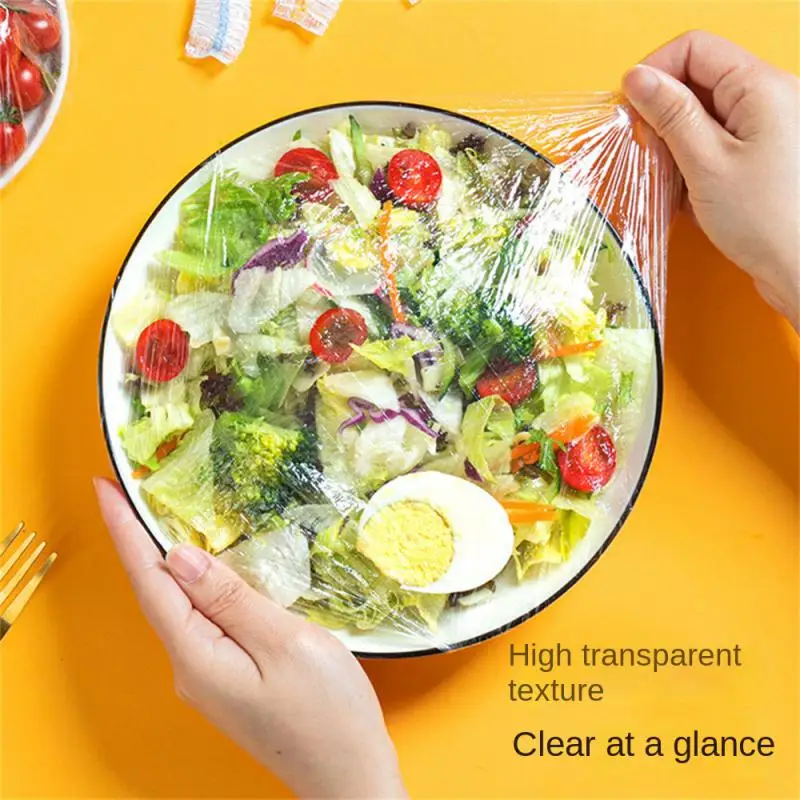 

Food Cover Plastic Wrap Elastic Disposable Food Lids For Fruit Bowls Cups Caps Storage Fresh Keeping Saver Bag Kitchen