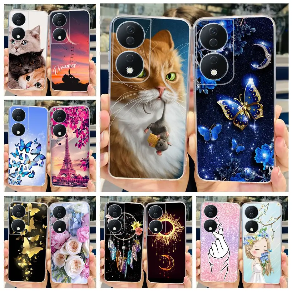 Чехол для Honor X7b Φ с изображением милого кота бабочки мягкие силиконовые чехлы