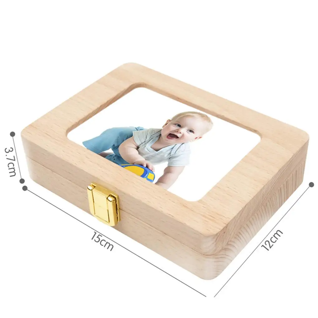 

Wooden Photo Frame Box Milk Teeth Storage Fetal Hair Deciduous Tooth Organizer Umbilical Lanugo Save Collect Baby Souvenirs Gift