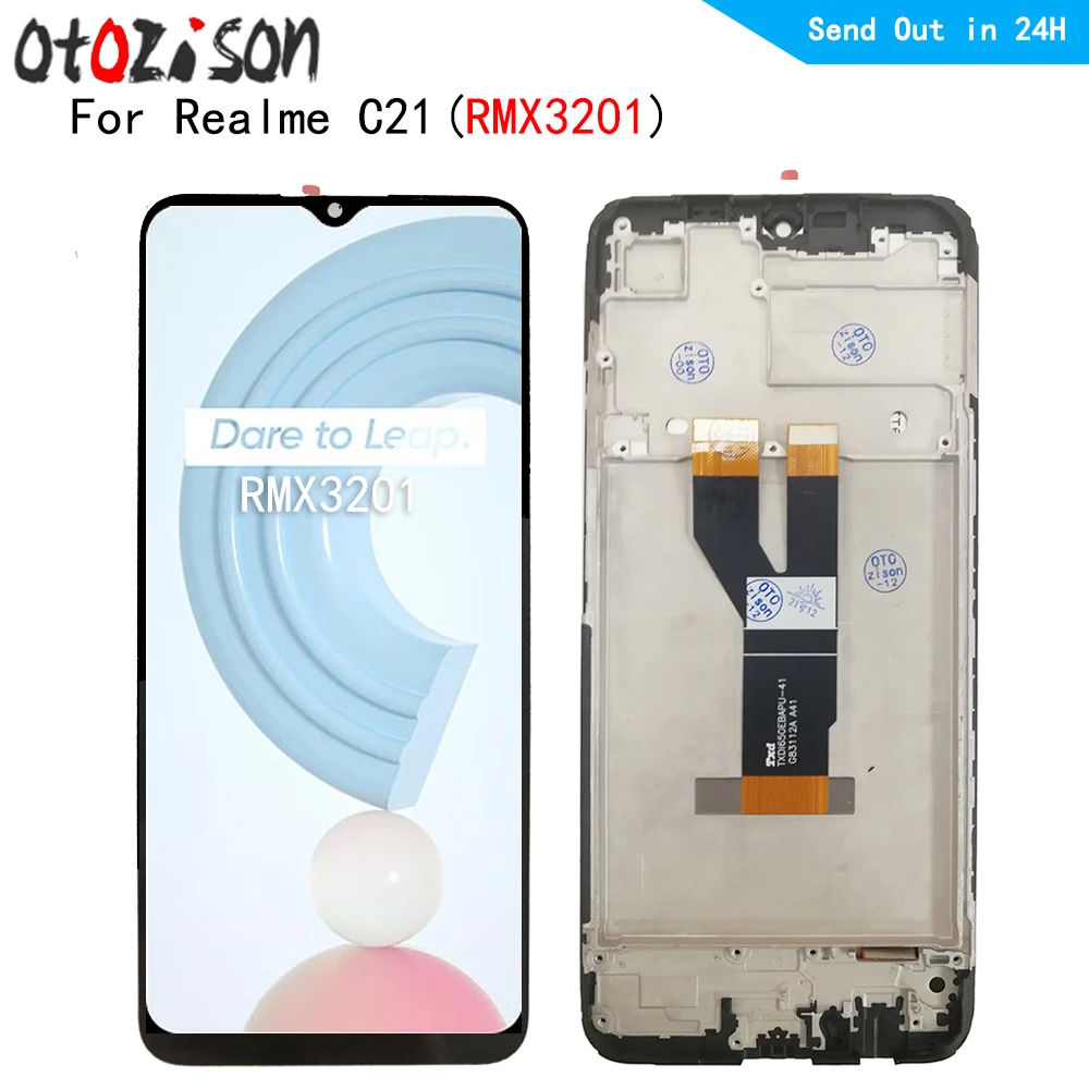 Фото 6,5-дюймовый IPS-экран для Oppo Realme C21 RMX3201, ЖК-экран, сенсорная панель, дигитайзер с рамкой в сборе для Realme C21 №1