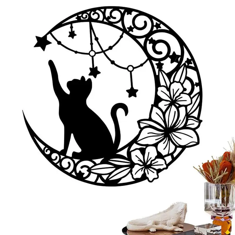 

Metal Black Cat Wall Decor Iron Art Black Cat And Moon Wall Metal Silhouette Wall Metal Silhouette Cat Art Silhouette Decor For