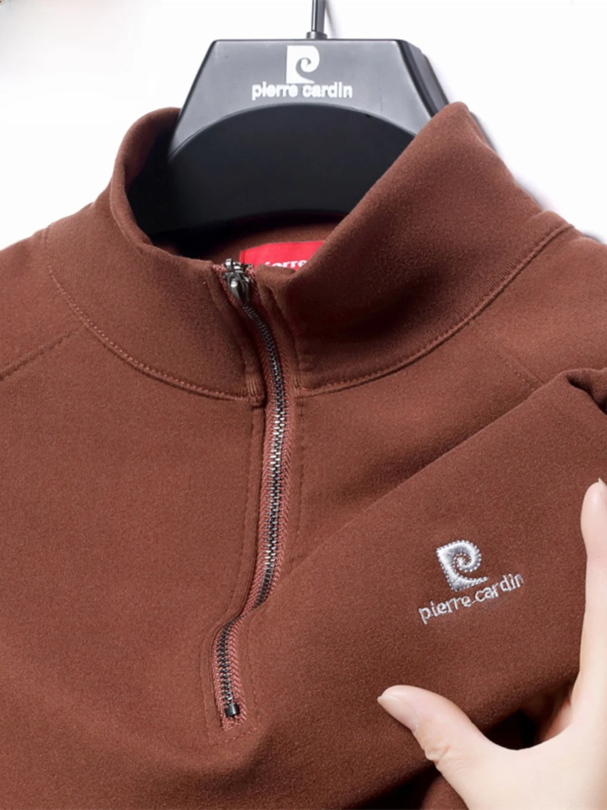 Pierre Cardin/Pierre Cardin Dralon Красная нижняя рубашка с длинными рукавами и полувысоким