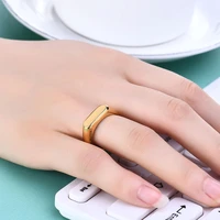 vimio 2021 new ins trendy 18k vacuum plating stainless steel strip ring smooth surface titanium steel ring jewelry accessories