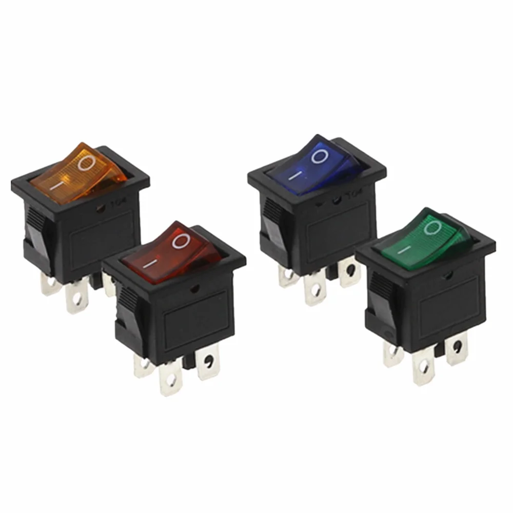 1 шт. KCD1 4Pin автомобильный кулисный переключатель 6A/10A 250V/125V AC красный желтый