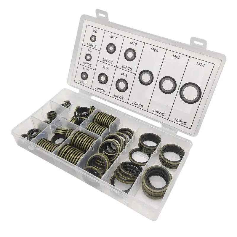 

Crush Washer Multifunction 150Pcs Bonded Washer Kit Copper Washer Assortment Set Copper Metric Sealing Washers Kit For