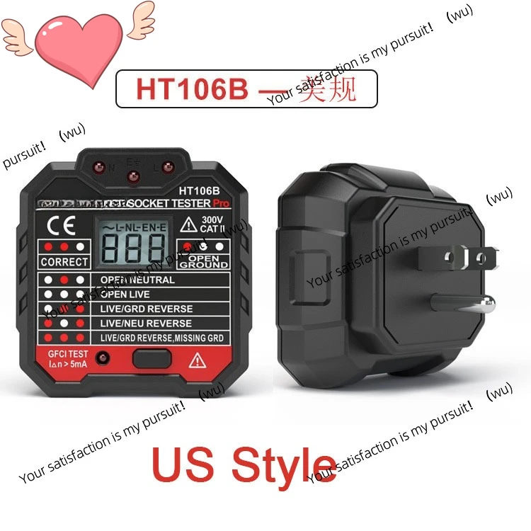 Фото Тестер розеток ZOCI-Huabo HT106D 106B 106E для розеток США, Европы и Великобритании №3