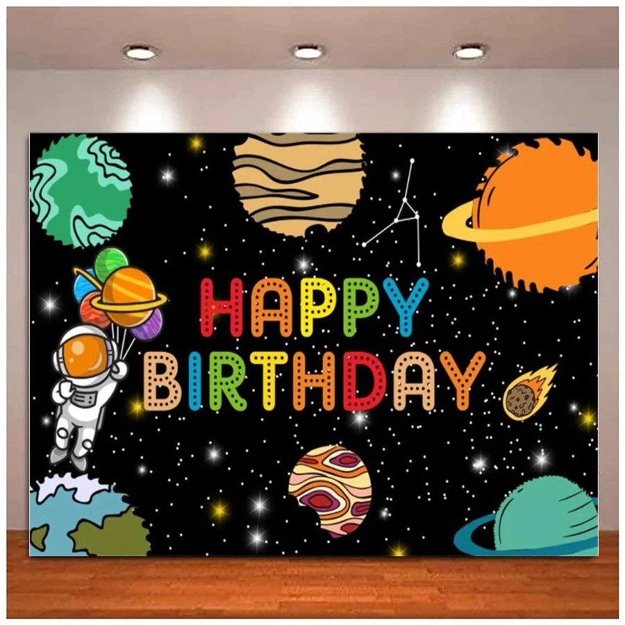 

Фотофон мультфильм астронавт детский день рождения Вселенная планета глянцевый ребенок звезда пользовательский портрет фото фон