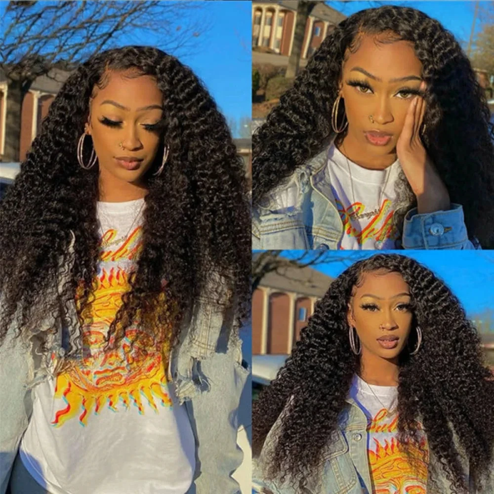 MXWIGS мягкий бесклеевой черный 1B цвет курчавый кудрявый синтетический кружевной