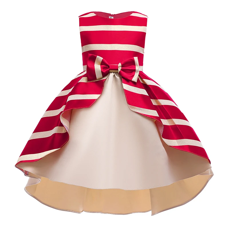 

3-9Y Girls' Bowknot Stripe Princess Dress Sleeveless Tuxedo Kids Dresses for Girls Girls Dresses for Party and Wedding